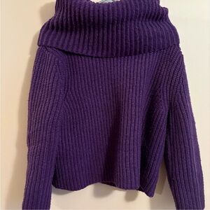 Express Deep Purple Cowl Neck Sweater